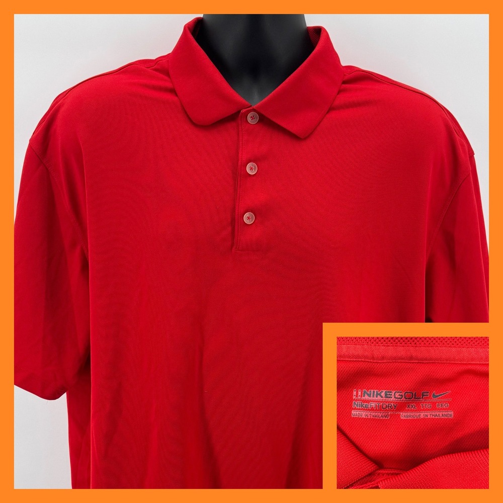 Nike Dri-FIT Golf‎ Polo Shirt Mens 2XL Red Short Sleeve Athletic Training